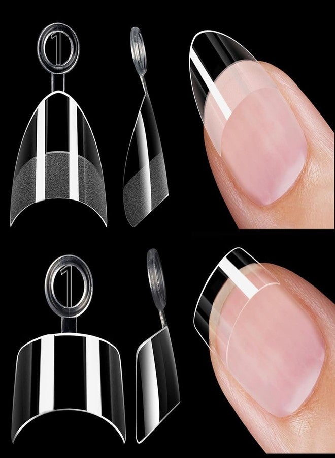 WOWITIS 480 Pcs Extra Short Half Cover Almond Nail Tips & Square Tip for Women, 2 Boexs XXS Clear Pre-shape French Tip for Nail Extension XS Soft Gel Acrylic Small Tips 12 Sizes for Nail Salon Nail Tech DIY - Image 1
